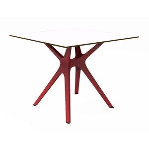 Stół z czerwonymi nogami i białym blatem odpowiedni na zewnątrz Resol Vela, 90x90 cm