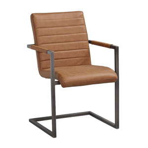 Koniakowobrązowe krzesło z czarnymi metalowymi nogami Folke Clive