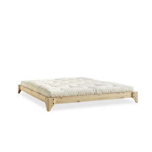 Łóżko dwuosobowe z drewna sosnowego z materacem Karup Design Elan Comfort Mat Natural/Natural, 160x200 cm