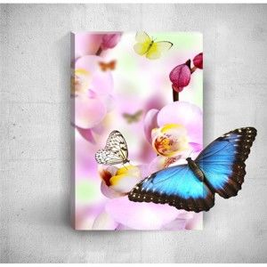 Obraz 3D Mosticx Butterflies With Pink Flowers, 40x60 cm