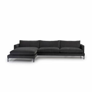 Czarna sofa 3-osobowa z lewostronnym szezlongiem Softnord Leken