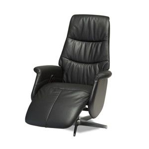 Czarne skórzane krzesło rozkładane Furnhouse Delta