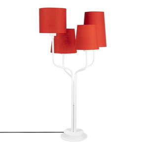 Biała metalowa lampa stołowa z czerwonymi kloszami Opviq lights Aposto
