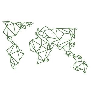 Zielona metalowa dekoracja ścienna World Polygon