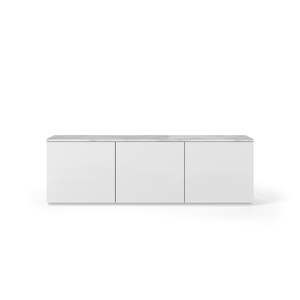 Biała szafka pod TV z białym blatem z dekorem marmuru TemaHome Join, 180x57 cm