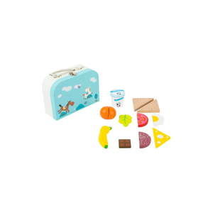 Drewniany zestaw walizki dziecięcej i zabawkowych przekąsek Legler Snack