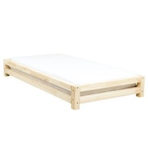 Łóżko jednoosobowe z lakierowanego drewna świerkowego Benlemi JAPA, 90x190 cm