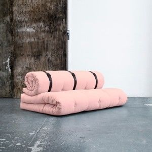 Sofa rozkładana ze skórzanym paskiem Karup Buckle Up Pink Peonie
