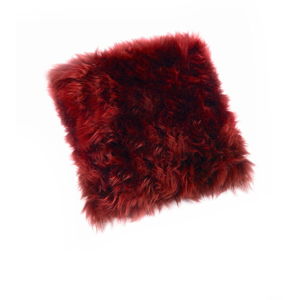 Czerwona poduszka z owczej skóry Royal Dream Sheepskin, 30x30 cm