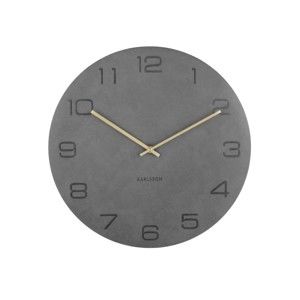 Szary zegar ścienny Karlsson Vigorous, ⌀ 40 cm