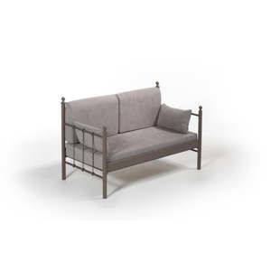 Szara 2-osobowa sofa ogrodowa s hnědou konstrukcí Lalas DK, 76x149 cm