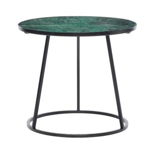 Czarny stolik z zielonym marmurowym blatem Hübsch Dana