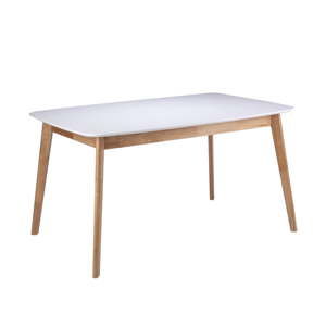Biały stół z konstrukcją z drewna kauczukowca sømcasa Enma, dł. 140 cm