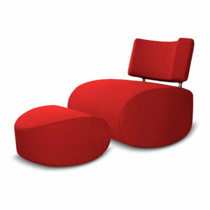 Czerwony bujany fotel z podnóżkiem Softline Apollo