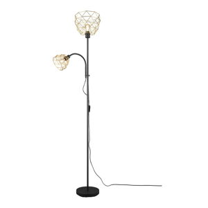 Czarna/w kolorze złota lampa stojąca z metalowym kloszem (wysokość 180 cm) Haval – Trio