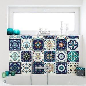 Zestaw 30 samoprzylepnych naklejek Ambiance Tiles Azulejos Forli, 10x10 cm