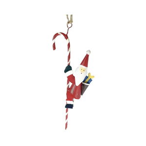 Wisząca dekoracja świąteczna Mikołaj wiszący na trzcinie cukrowej - G-Bork