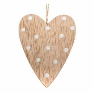 Zestaw 5 drewnianych wiszących ozdób w kształcie serca w kropki Dakls, wys. 9 cm