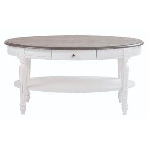 Biały stolik z szarym blatem Folke Viktoria, 105x65 cm