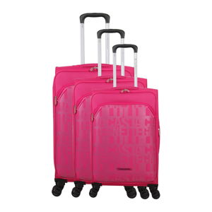 Zestaw 3 walizek w malinowym kolorze z 4 kółkami Lulucastagnette Bellatrice