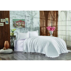Biała bawełniana narzuta na łóżko dwuosobowe 220x240 cm Lotus – Mijolnir