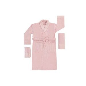 Komplet 2 różowych ręczników i szlafroka unisex z czystej bawełny Kimmy, roz. M/L
