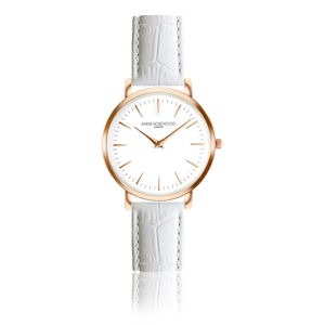 Zegarek damski z białym skórzanym paskiem Annie Rosewood Bella