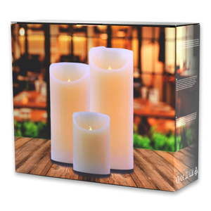 Zestaw 3 świeczek LED DecoKing Wax, wys. 10; 15 i 20 cm