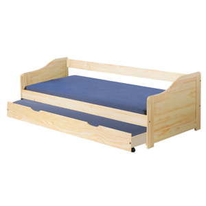 Drewniane łóżko jednoosobowe z szufladą Evergreen House Leon, 90x190 cm