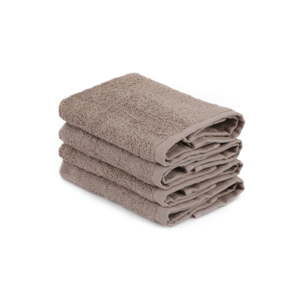 Zestaw 4 brązowych ręczników bawełnianych Alinda, 30x30 cm