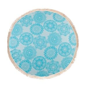 Turkusowy ręcznik hammam Begonville Lace, ᴓ 150 cm