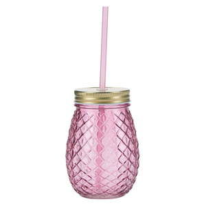 Różowa szklanka ze słomką Miss Étoile Pineapple