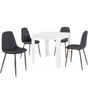 Komplet białego stołu i 4 czarnych krzeseł Støraa Lori Lamar Duro