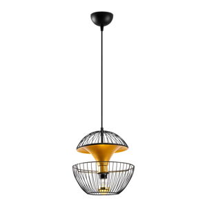 Czarna/w kolorze złota lampa wisząca z metalowym kloszem ø 30 cm Telmander – Opviq lights