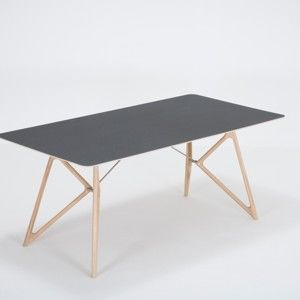 Stół z litego drewna dębowego z czarnym blatem Gazzda Tink, 180x90 cm
