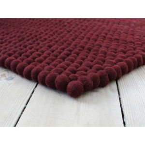 Ciemnowiśniowy wełniany dywan kulkowy Wooldot Ball Rugs, 100x150 cm