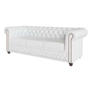 Biała rozkładana sofa z imitacji skóry 203 cm York – Ropez