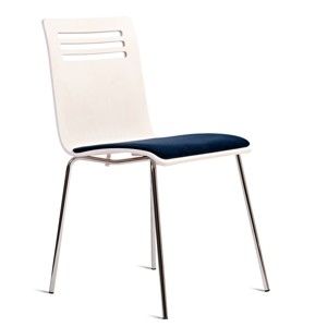 Białe krzesło z siedziskiem z drewna bukowego Charlie Pommier Comfort