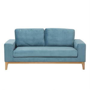 Niebieska sofa 2-osobowa z aksamitnym obiciem Monobeli Kyle