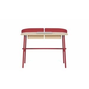 Czerwone biurko z drewna dębowego HARTÔ Victor, 100x60 cm