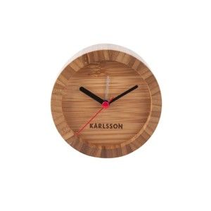 Brązowy zegar stołowy z bambusu z budzikiem Karlsson Tom