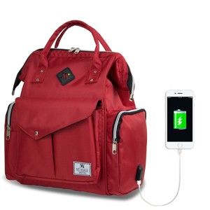 Czerwony plecak dla mam z USB My Valice HAPPY MOM Baby Care Backpack