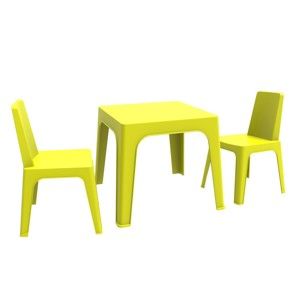 Zielony dziecięcy komplet ogrodowy 1 stołu i 2 krzesełek Resol Julieta