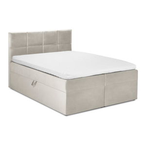 Beżowe aksamitne łóżko 2-osobowe Mazzini Beds Mimicry, 180x200 cm