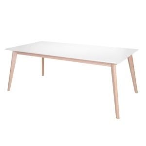 Biały stół do jadalni z nogami z drewna dębowego Interstil Century, dł. 200 cm