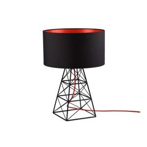 Czarna lampa stołowa z czerwonym kablem Filament Style Pylon