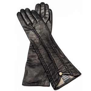 Damskie czarne rękawiczki skórzane Pride & Dignity New York, rozmiar 6,5