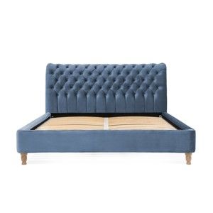 Błękitne łóżko z drewna bukowego Vivonita Allon, 180x200 cm