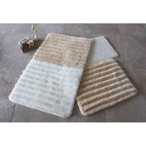 Zestaw 3 biało-brązowych dywaników łazienkowych