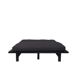 Łóżko dwuosobowe z drewna sosnowego z materacem Karup Design Blues Double Latex Black/Black, 160x200 cm